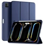 Apple iPad Pro 13 (2024) Navy Blue Smart Folio Leather Case with Pencil Holder – Magnetic Stand Cover