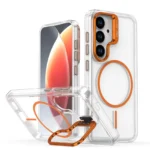 Samsung Galaxy S26 Magnetic Clear MagSafe Case with Ring Stand – Orange Cove