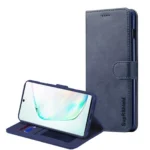 Note 10 Wallet Case – Navy Blue Leather Flip Stand