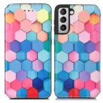 Samsung Galaxy S23 Ultra RFID Leather Wallet Case – Colored Squares - Image 3