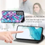 Samsung Galaxy S23 RFID Leather Wallet Case – Purple Scales - Image 4