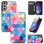 Samsung Galaxy S23 Ultra RFID Leather Wallet Case – Colored Squares - Image 2