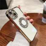 Apple iPhone 15 MagSafe Magnetic Diamond Rhinestone Glitter Crystal Bling Case with Camera Lens Protector – Gold - Image 4