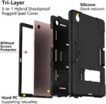 Galaxy Tab A9 Plus Case – Black Hybrid Kickstand Cover - Image 2
