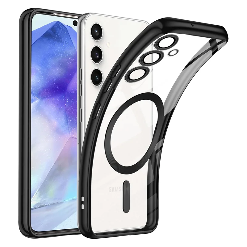 For-Samsung-Galaxy-A55-MagSafe-Magnetic-Cover-with-HaloLock-Shockproof-Clear-Protective-Case-Black-1 Samsung Galaxy A55 Black MagSafe Magnetic Cover with HaloLock Shockproof Clear Protective Case - Image 1