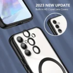 Samsung Galaxy A55 Black MagSafe Magnetic Cover with HaloLock Shockproof Clear Protective Case - Image 3