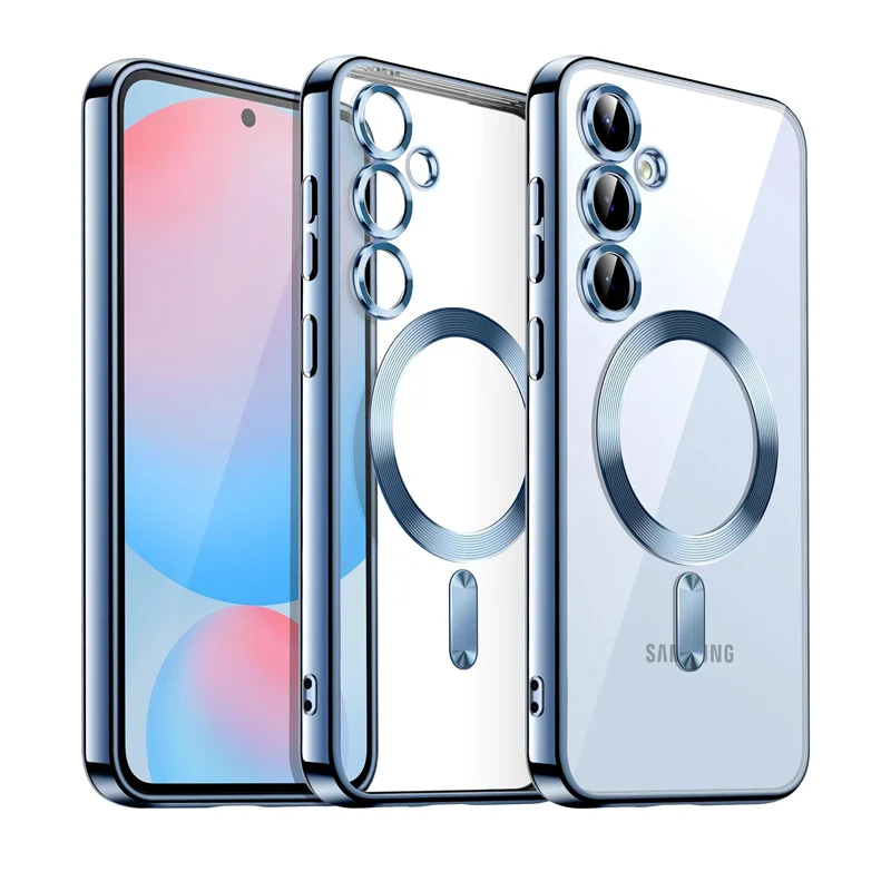 For-Samsung-Galaxy-A55-MagSafe-Magnetic-Cover-with-HaloLock-Shockproof-Clear-Protective-Case-Blue Samsung Galaxy A55 Blue MagSafe Magnetic Cover with HaloLock Shockproof Clear Protective Case - Image 1