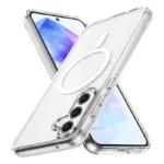 Samsung Galaxy A55 Silver MagSafe Magnetic Cover with HaloLock Shockproof Clear Protective Case - Image 6