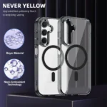 Samsung Galaxy A56 Black MagSafe Magnetic Cover with HaloLock Shockproof Clear Protective Case - Image 6