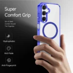 Samsung Galaxy A56 Blue MagSafe Magnetic Cover with HaloLock Shockproof Clear Protective Case - Image 4