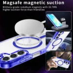 Samsung Galaxy A56 Blue MagSafe Magnetic Cover with HaloLock Shockproof Clear Protective Case - Image 5