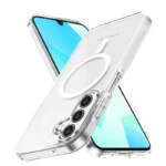 Samsung Galaxy A56 Silver MagSafe Magnetic Cover with HaloLock Shockproof Clear Protective Case - Image 3