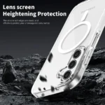 Samsung Galaxy A56 Silver MagSafe Magnetic Cover with HaloLock Shockproof Clear Protective Case - Image 4