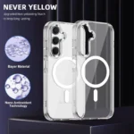 Samsung Galaxy A56 Silver MagSafe Magnetic Cover with HaloLock Shockproof Clear Protective Case - Image 5