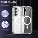 Samsung Galaxy A36 MagSafe Magnetic Cover HaloLock Shockproof Clear Case Silver - Image 4