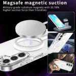 Samsung Galaxy A36 MagSafe Magnetic Cover HaloLock Shockproof Clear Case Silver - Image 5