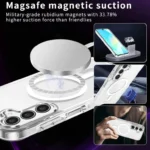 Samsung Galaxy A56 Silver MagSafe Magnetic Cover with HaloLock Shockproof Clear Protective Case - Image 6