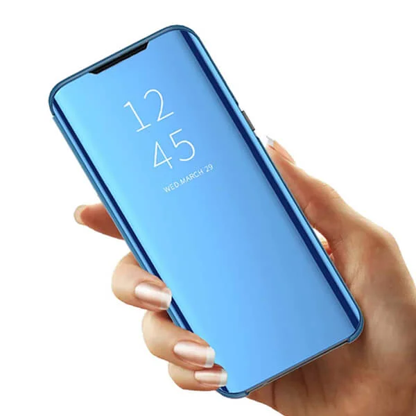 For-Samsung-Galaxy-Note-10-Plus-Luxury-Mirror-View-Flip-PU-Shockproof-Protective-Case-Cover-Blue-1 Note 10 Plus Mirror Flip Case – Blue Luxury PU Cover - Image 1