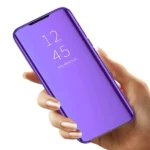 Note 10 Plus Mirror Flip Case – Purple Luxury PU Cover - Image 3