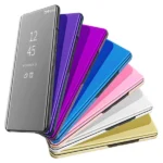 Note 10 Plus Mirror Flip Case – Black Luxury PU Cover - Image 4