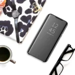 For Samsung Galaxy Note 8 Luxury Mirror View Flip PU Shockproof Protective Case Cover – Black - Image 3