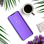For Samsung Galaxy Note 8 Luxury Mirror View Flip PU Shockproof Protective Case Cover (Purple) - Image 4