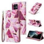 Samsung Galaxy S22 Ultra Marble Purple Wallet Case - Purple