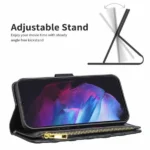 Samsung Galaxy S23 Diamond Quilted Leather Zipper Wallet Flip Case – Black Protective Cover - Image 2