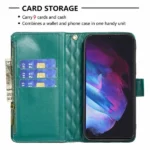 Samsung Galaxy S23 Plus Diamond Quilted Wallet Case – Green - Image 3