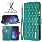 Samsung Galaxy S23 Plus Diamond Quilted Wallet Case – Green