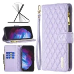 Samsung Galaxy S23 Plus Quilted Leather Wallet Case – Purple