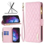 Samsung Galaxy S23 Quilted Leather Wallet Case – Rose Gold