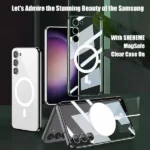 Samsung Galaxy S24 FE MagSafe Magnetic HaloLock Shockproof Clear Case – Silver Cover - Image 4