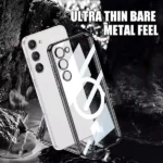 Samsung Galaxy S24 FE MagSafe Magnetic HaloLock Shockproof Clear Case – Silver Cover - Image 2
