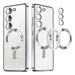 Samsung Galaxy S23 Plus MagSafe Magnetic HaloLock Shockproof Clear Case – Silver Cover