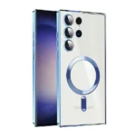 Samsung Galaxy S24 Ultra MagSafe Magnetic HaloLock Shockproof Clear Case – Blue Cover