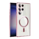 Samsung Galaxy S24 Ultra MagSafe Magnetic HaloLock Shockproof Clear Case – Rose Gold Cover