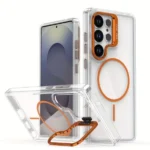 Samsung Galaxy S26 Ultra Magnetic Clear MagSafe Case with Ring Stand – Orange Cover