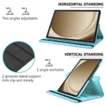 Galaxy Tab A9 Plus Case – Sky Blue 360° Rotating Flip Stand - Image 3