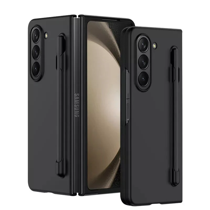 For-Samsung-Galaxy-Z-Fold-4-Case-with-S-Pen-Holder-with-Hinge-Protection-Slim-Hard-PC-Shockproof-Phone-Cove-Black-1 Samsung Galaxy Z Fold 5 5G Black S Pen Holder Hinge Protection Case - Image 1