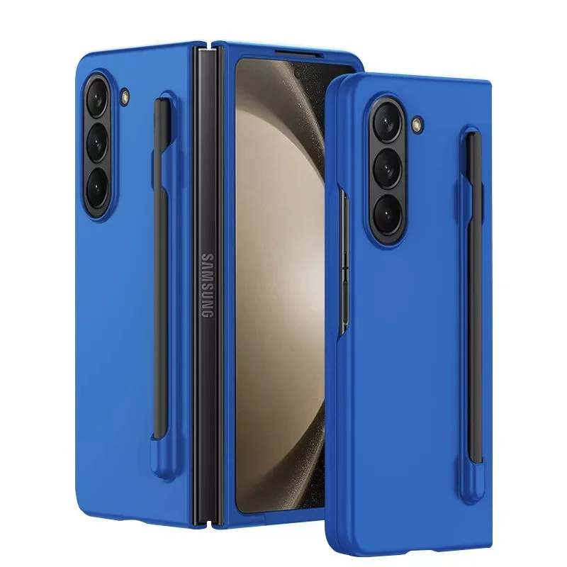 For-Samsung-Galaxy-Z-Fold-4-Case-with-S-Pen-Holder-with-Hinge-Protection-Slim-Hard-PC-Shockproof-Phone-Cove-Blue Samsung Galaxy Z Fold 4 Blue S Pen Holder Hinge Protection Shockproof Case - Image 1