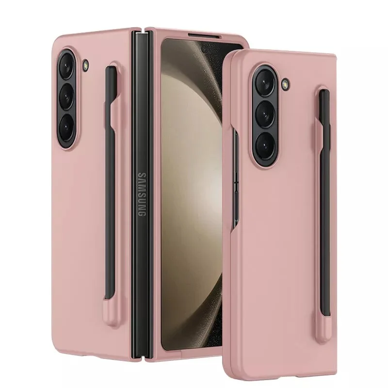 For-Samsung-Galaxy-Z-Fold-4-Case-with-S-Pen-Holder-with-Hinge-Protection-Slim-Hard-PC-Shockproof-Phone-Cove-Pink Samsung Galaxy Z Fold 6 Pink S Pen Holder Hinge Protection Shockproof Case - Image 1