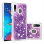 Samsung Galaxy A20 Purple Smart Shockproof Dynamic Liquid Glitter Stars Case - Image 4