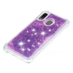 Samsung Galaxy A20 Purple Smart Shockproof Dynamic Liquid Glitter Stars Case - Image 3