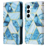 Samsung Galaxy S23 Marble Wallet Case – Blue - Image 2