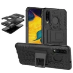 Samsung Galaxy A20 Heavy Duty Tough Kickstand Shockproof Rugged Case – Black