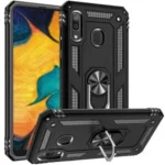 Samsung Galaxy A20 Black Shockproof Magnetic Car Mount Ring Case Cover