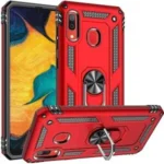 Samsung Galaxy A20 Red Shockproof Magnetic Car Mount Ring Case Cover