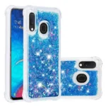 Samsung Galaxy A20 Blue Smart Shockproof Dynamic Liquid Glitter Stars Case - Image 2