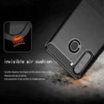 Samsung Galaxy A21 Black Shockproof Heavy Duty Rugged Matte Carbon Fiber Case - Image 3